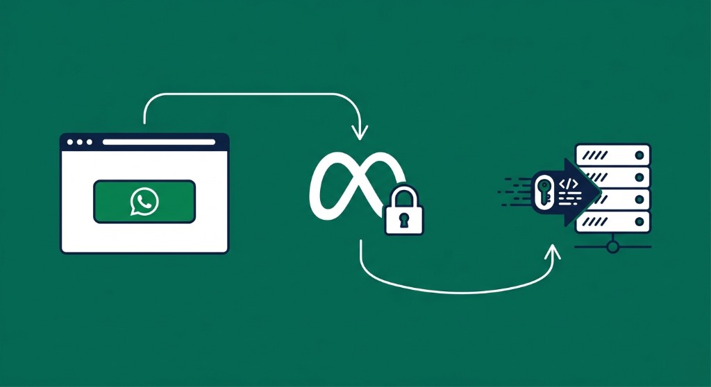 OAuth flow — browser sends auth code through Meta, backend receives the token